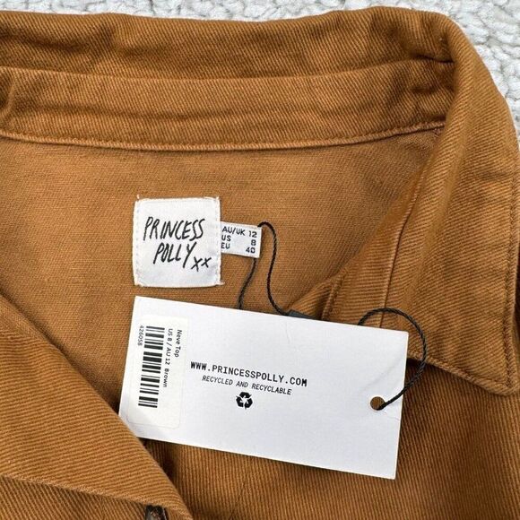 Princess Polly Neve Oversized Shacket Top Brown NEW - Picture 10 of 13